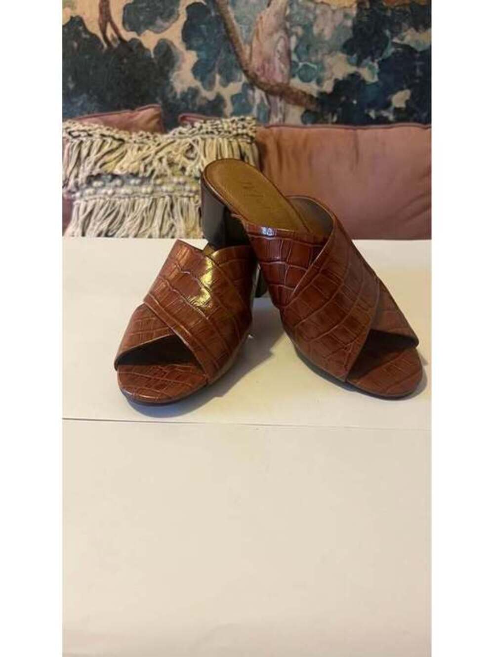 Matisse Croc-Embossed Block Heel Mules Vintage Mules Size 9M Y2K Chunky Heel